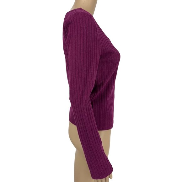 Maeve by Anthropologie Meryl plum metallic cardigan sweater M purple long sleeve - Picture 4 of 10